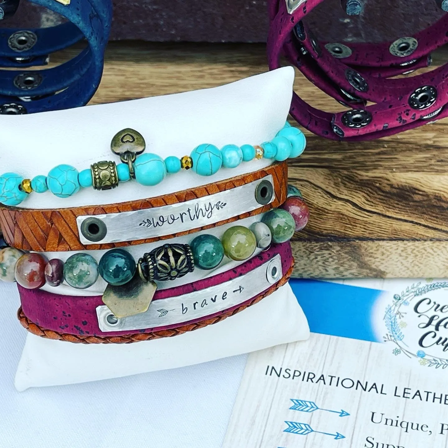 WORTHY Weaved Tan Leather Skinny Bracelet | 4 Colors | Adjustable