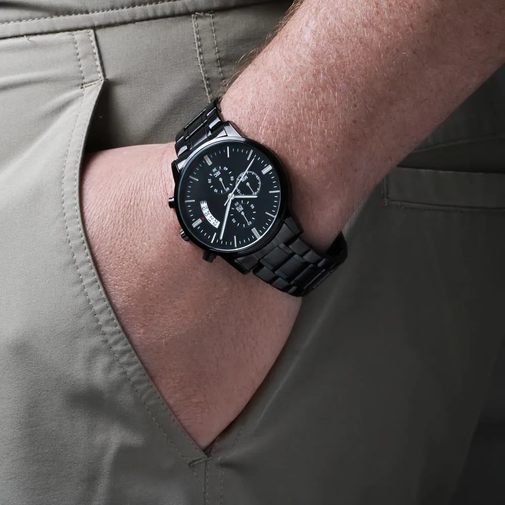 You and Me Together Forever Engraved Black Watch